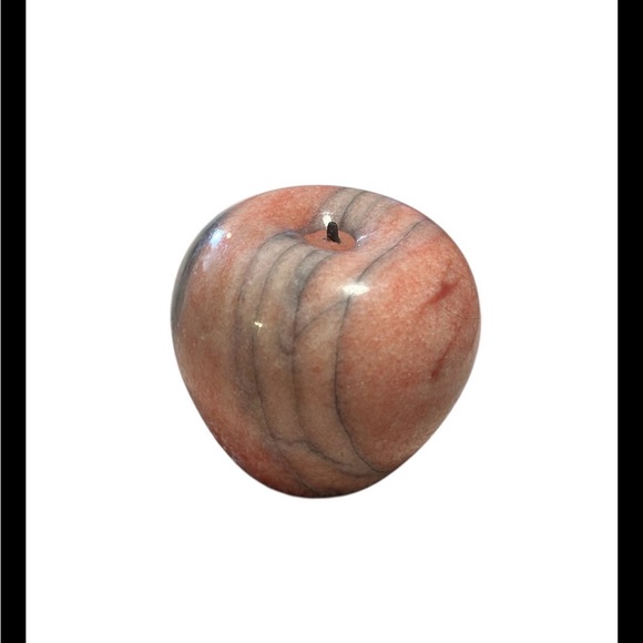 Other - Red Black Marble Natural Stone Apple Paperweight